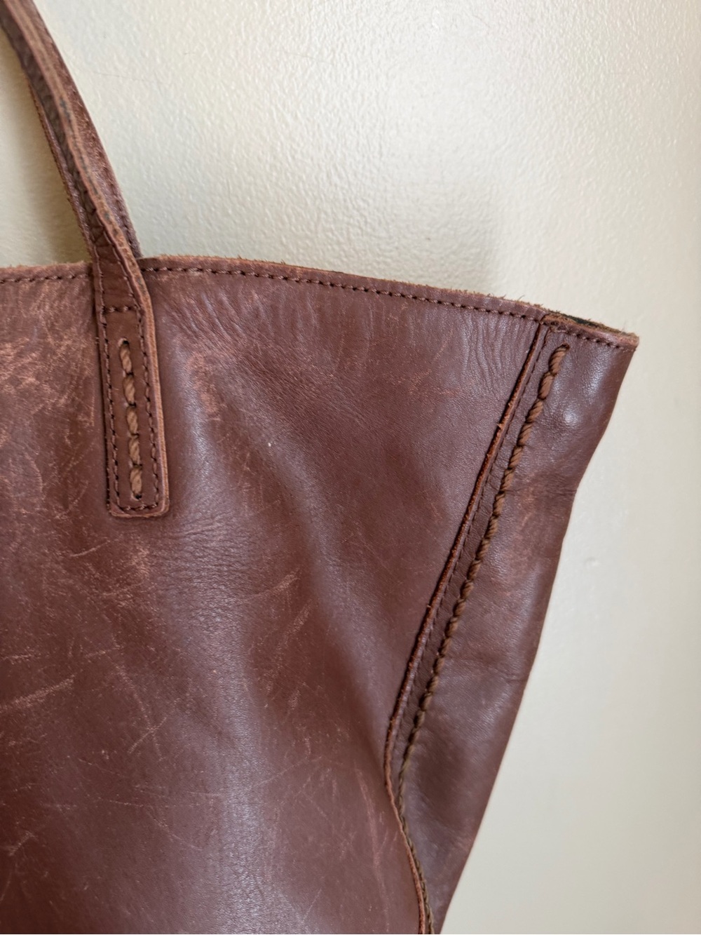The Sak Faye Gen Tote Large Leather Brown Shoulder Bag Classic Boho Distressed - Picture 3 of 9